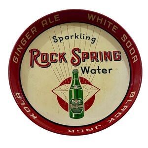 Rock Spring Soda Water Metal Serving Tray Vintage-Style Red & Green